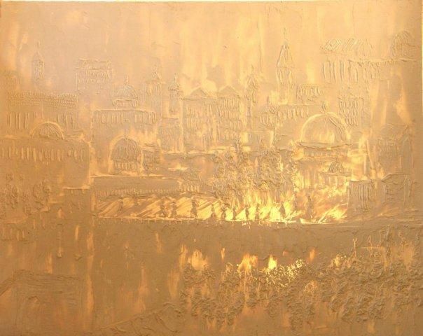 Jerusalem Peinture A Lhuile Sculptee Sur Toile 48 In X 60 In 2004