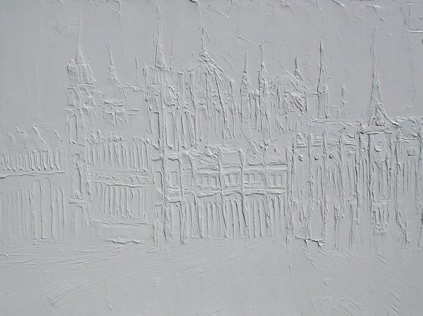 Budapest Peinture A L Huile Sculptee Sur Toile 48 In X 60 In 2005