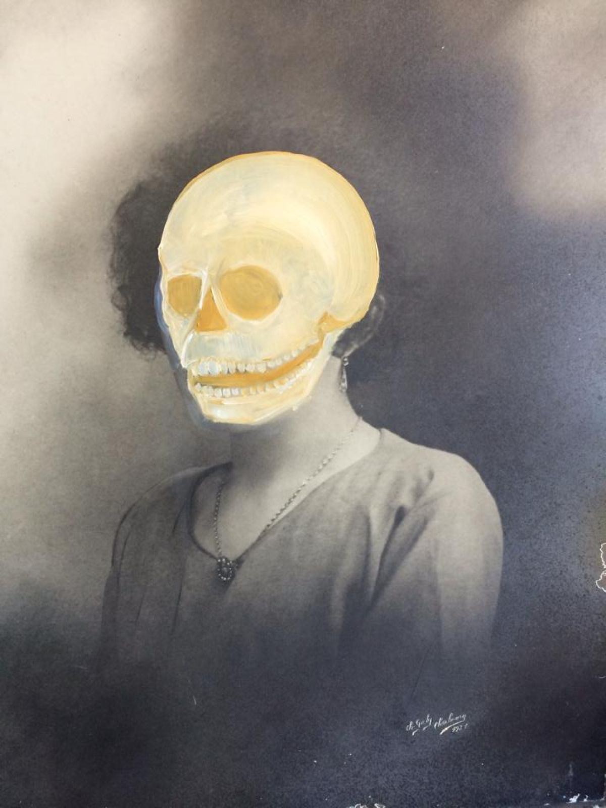 2 45 Cm X 55 Cm La Femme Oil Painting On Vintage Photograph 2017