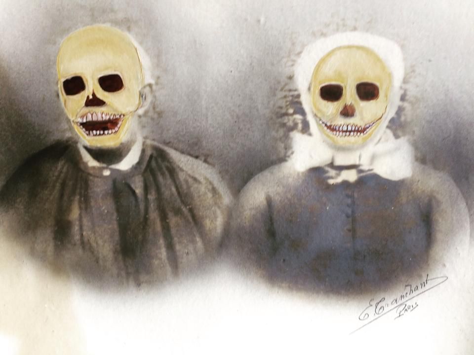 8 35 Cm X 45 Cm Couple Consanguin 2017 Oil Painting On Vintage Photograph