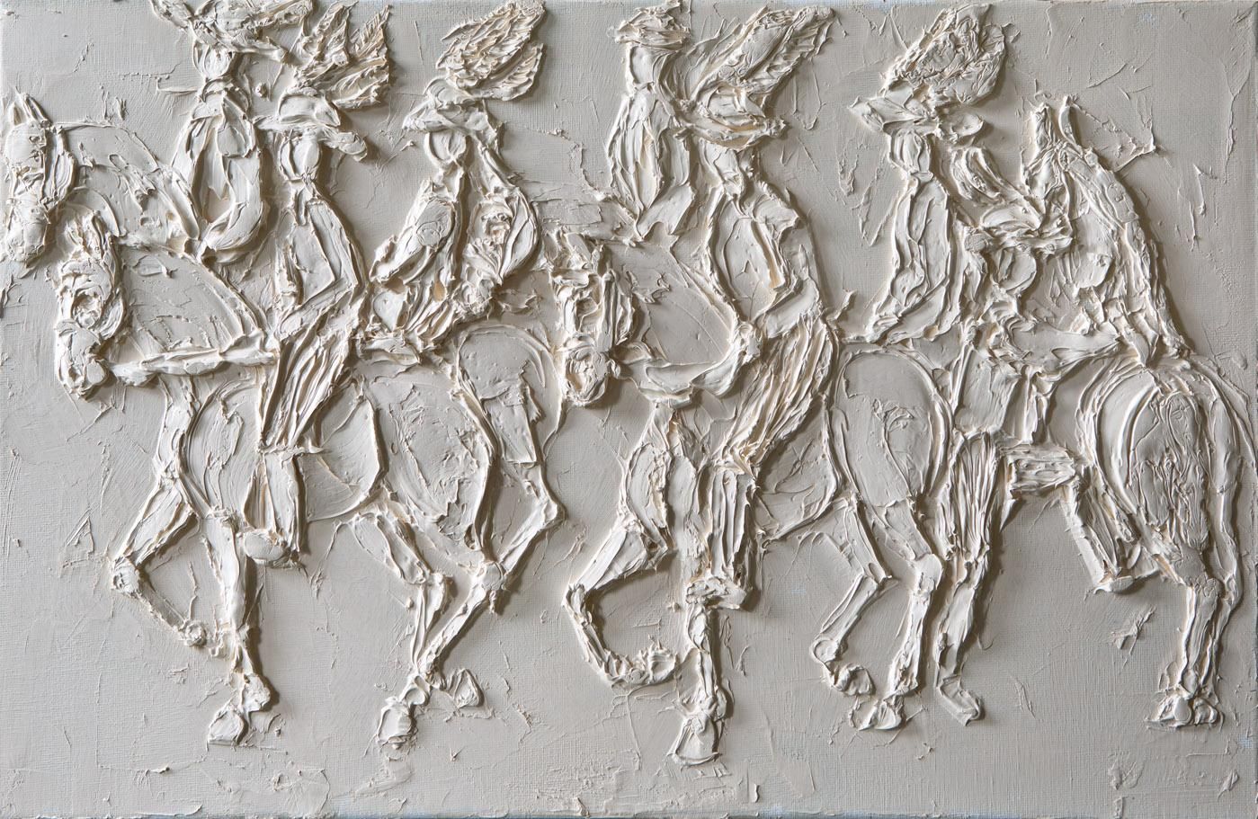 Bourgtheroulde Bataille 30 Cm X 60 Cm Sculpted Oil Paint On Canvas 2016