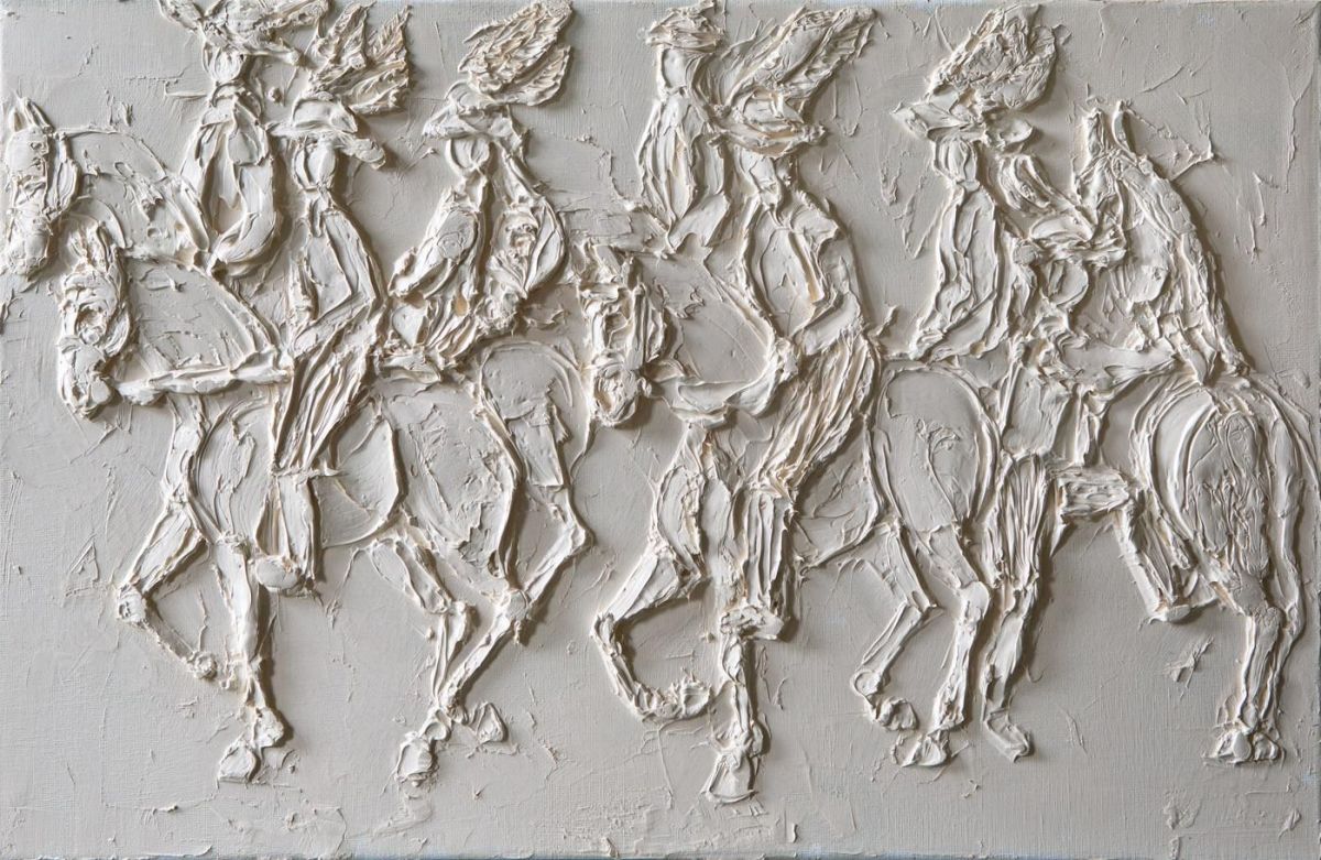 Bourgtheroulde Bataille 30 Cm X 60 Cm Sculpted Oil Paint On Canvas 2016