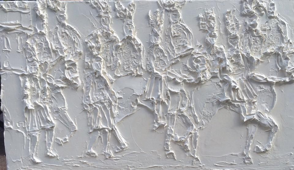 Bourgtheroulde III 35 Cm X 60 Cm Huile Sculptee Sur Toile 2016