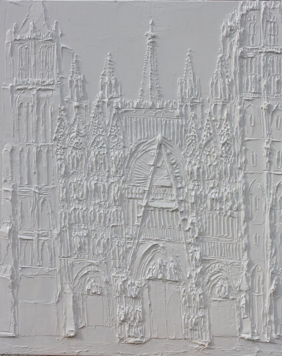 Cathédrale de Rouen 65 Cm X 83 Cm Sculpted Titaniuim White Oil Paint On Canvas 2019