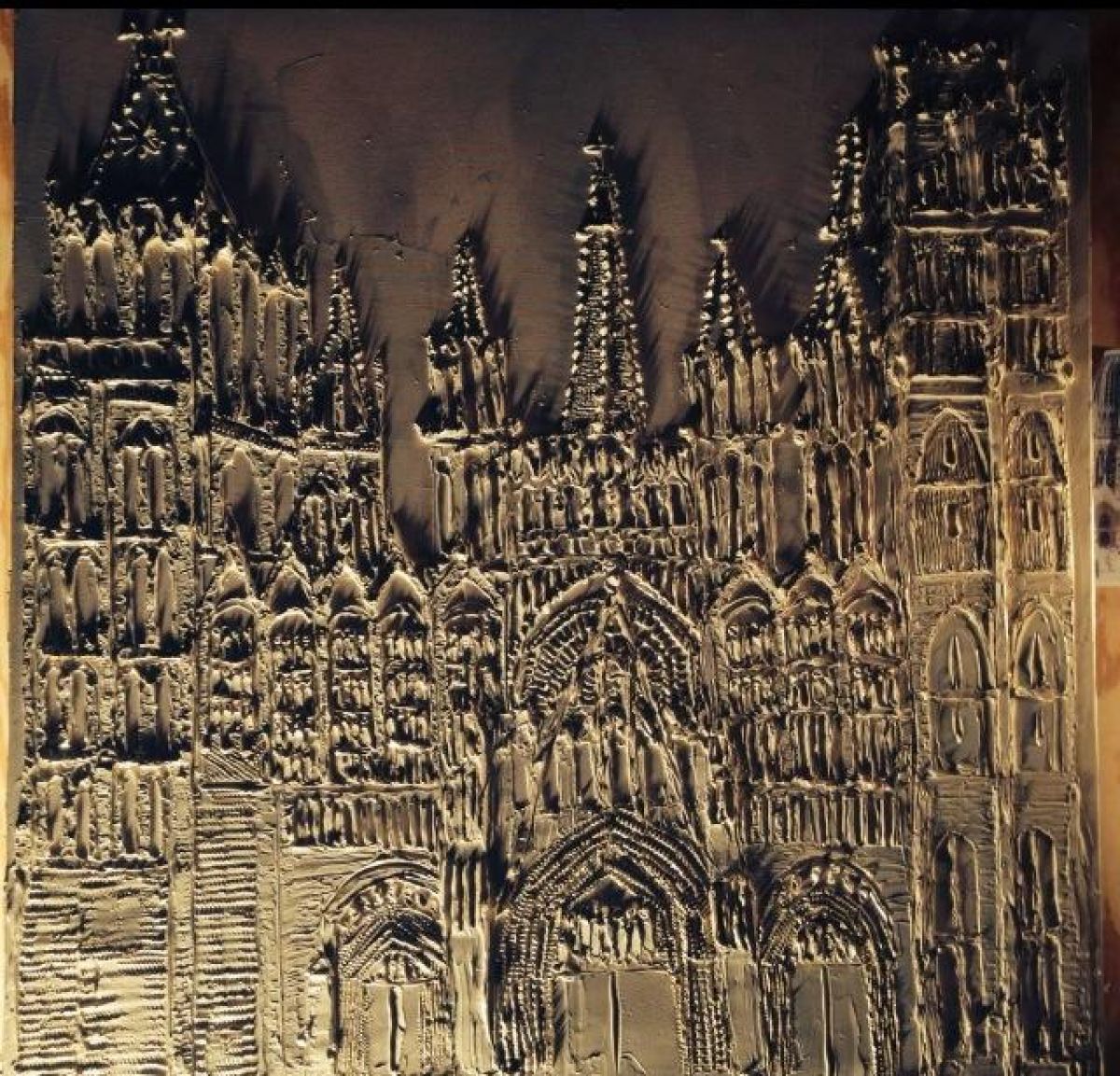 Cathedrale De Rouen Huile Sculptee Sur Toile 2015 36 In X 36 In