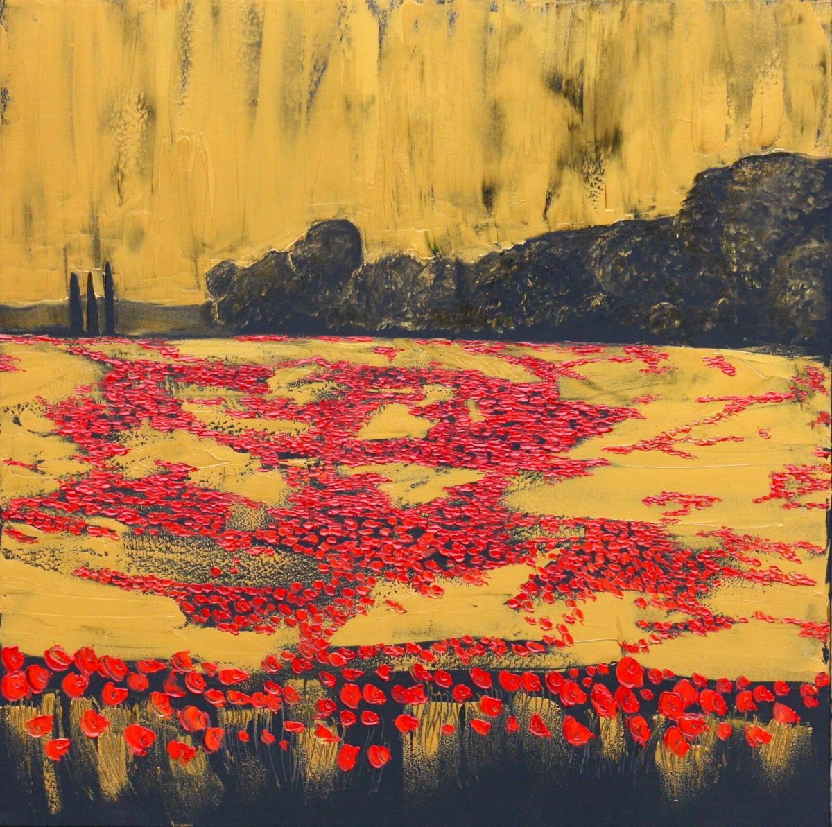 Coquelicots Summer Walks 90 Cm X 90 Cm Oil On Canvas 2019