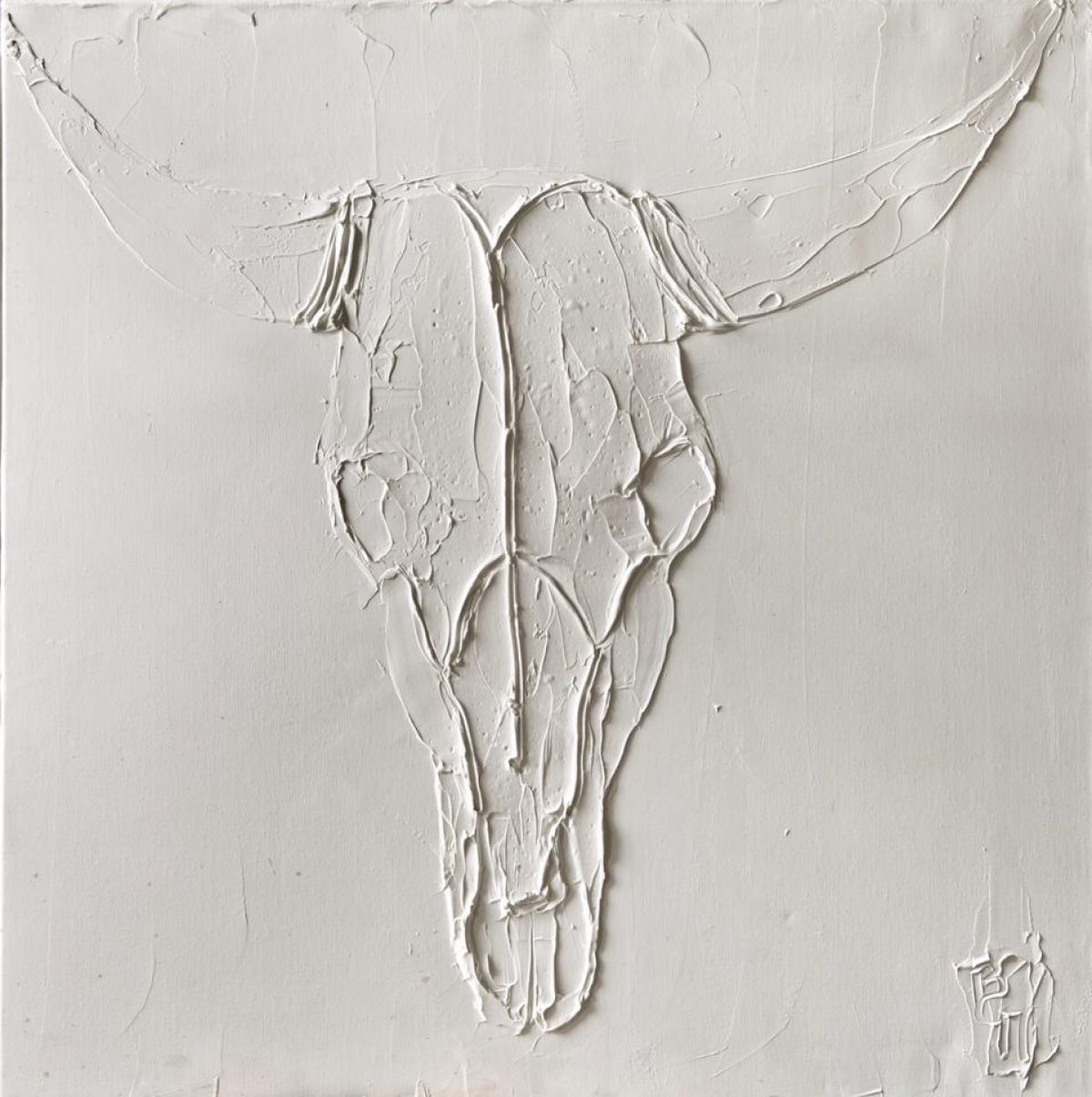 Cow 80 Cm X 80 Cm Sculpted Titanium White Oil Paint On Canvas 2012