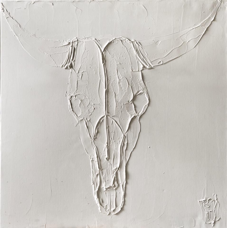 Cow 80 Cm X 80 Cm Sculpted Titanium White Oil Paint On Canvas 2012
