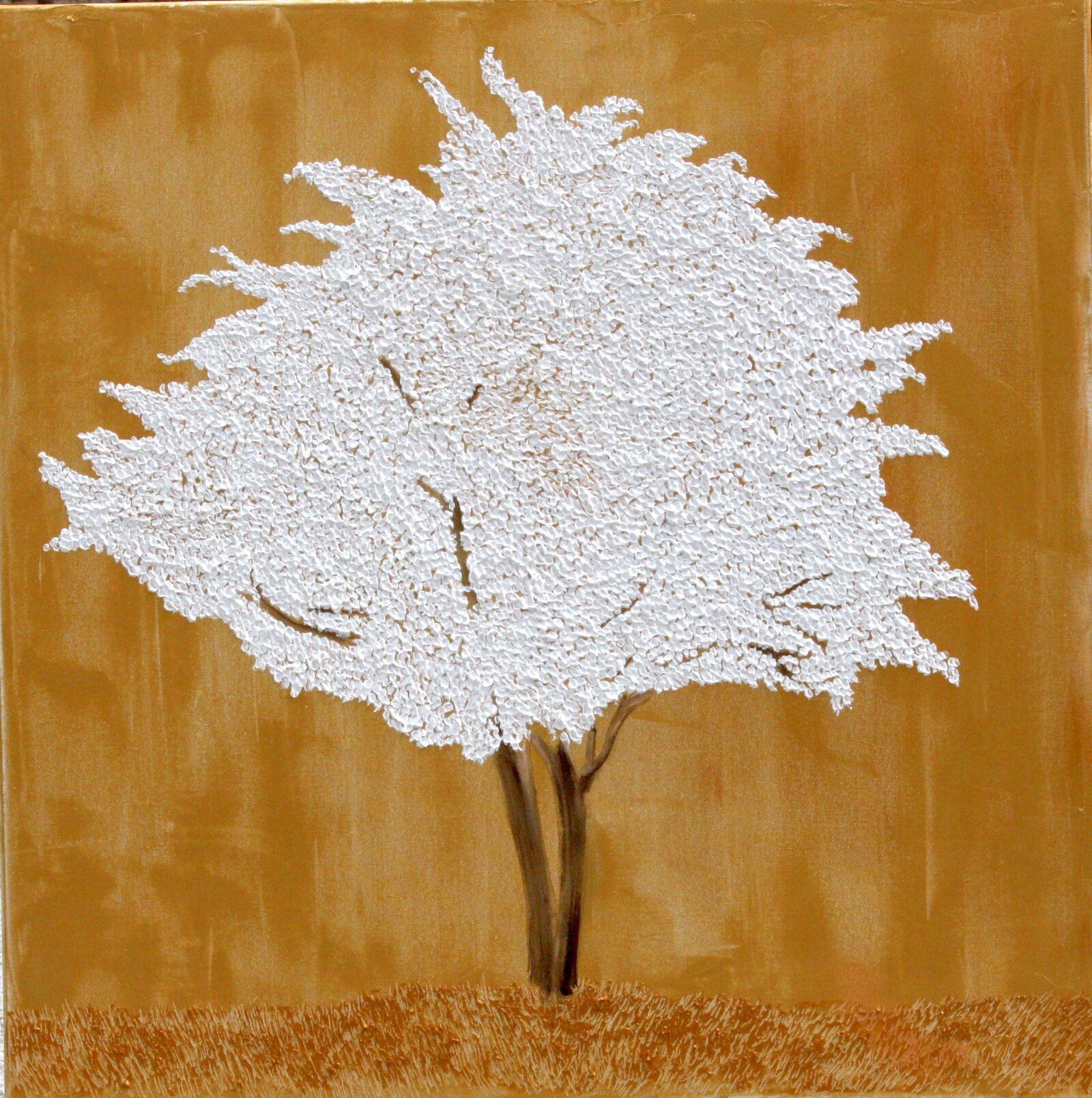 Dogwood Tree 80 Cm X 80 Cm Sculpted Oil Paint On Canvas 2019