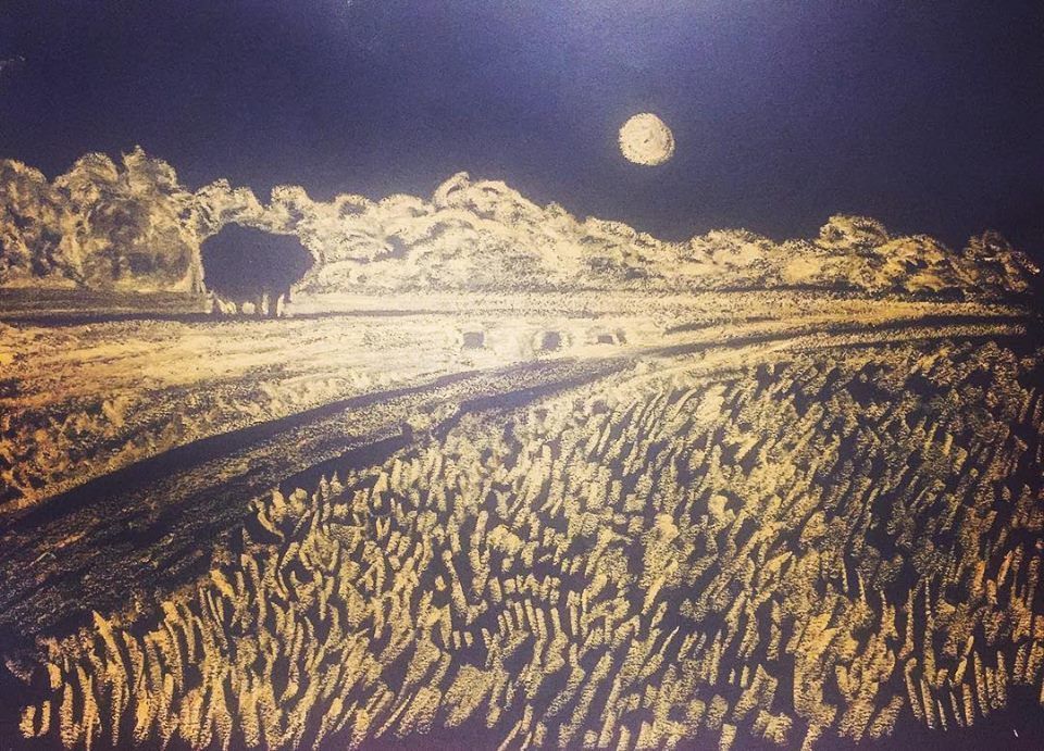 Good Morning Oil Pastel On Paper Format A 3 2019