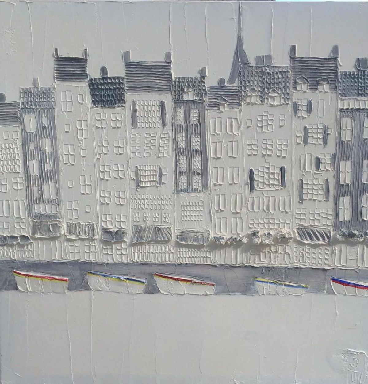 Honfleur 1 M X 1 M Huile Sculptee Sur Toile 2014