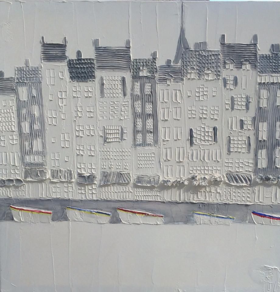 Honfleur 1 M X 1 M Huile Sculptee Sur Toile 2014