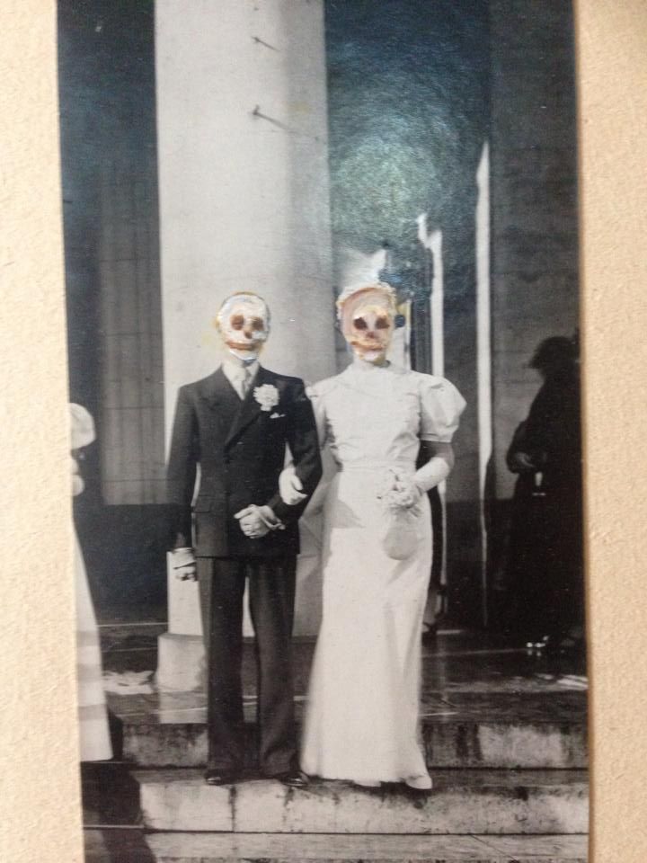 Jusqua Que La Mort Nous Separes Oil On Vintage Photograph 2017 Vendue