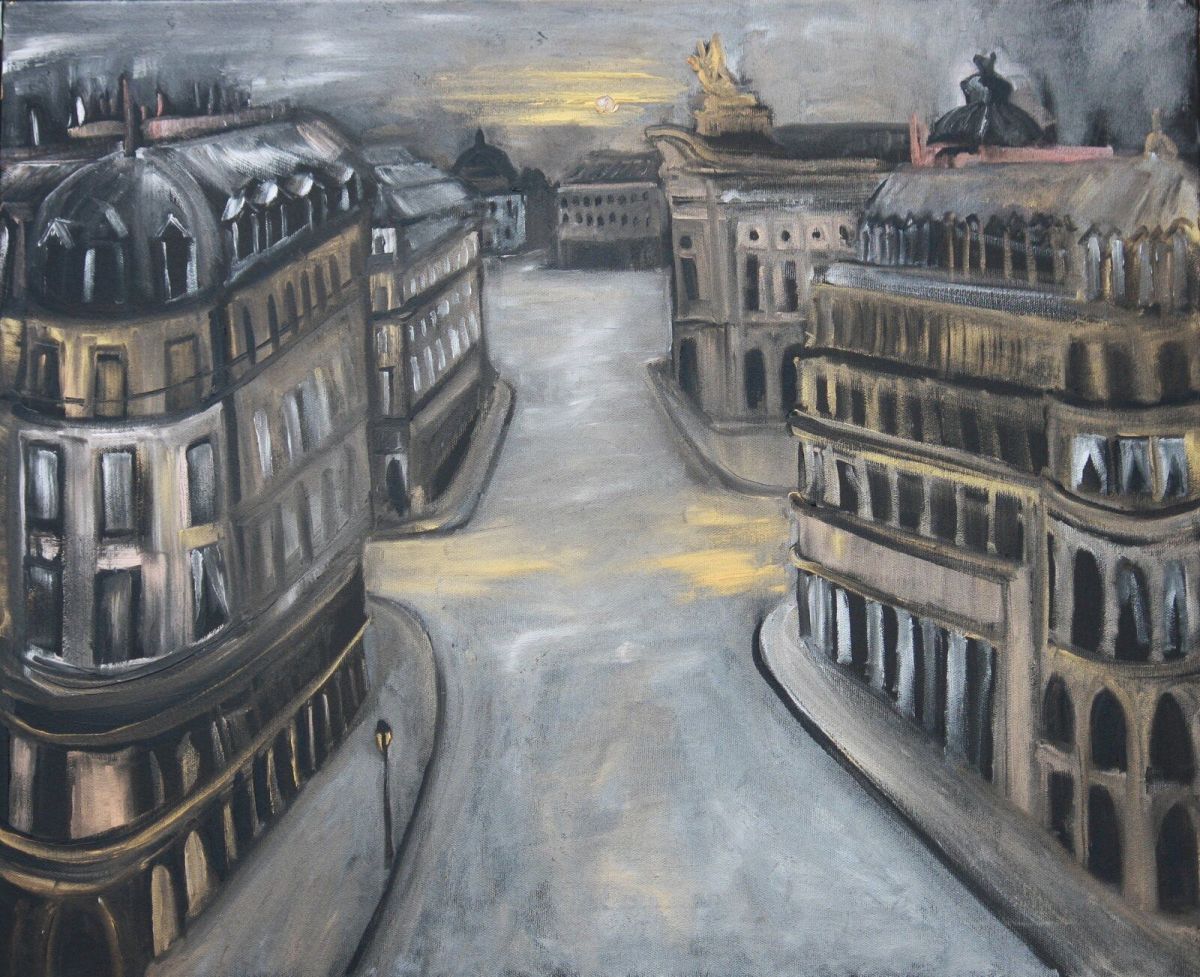 L'Opéra de Paris durant le Confinement 50 Cm X 60 Cm Oil On Canvas 2020