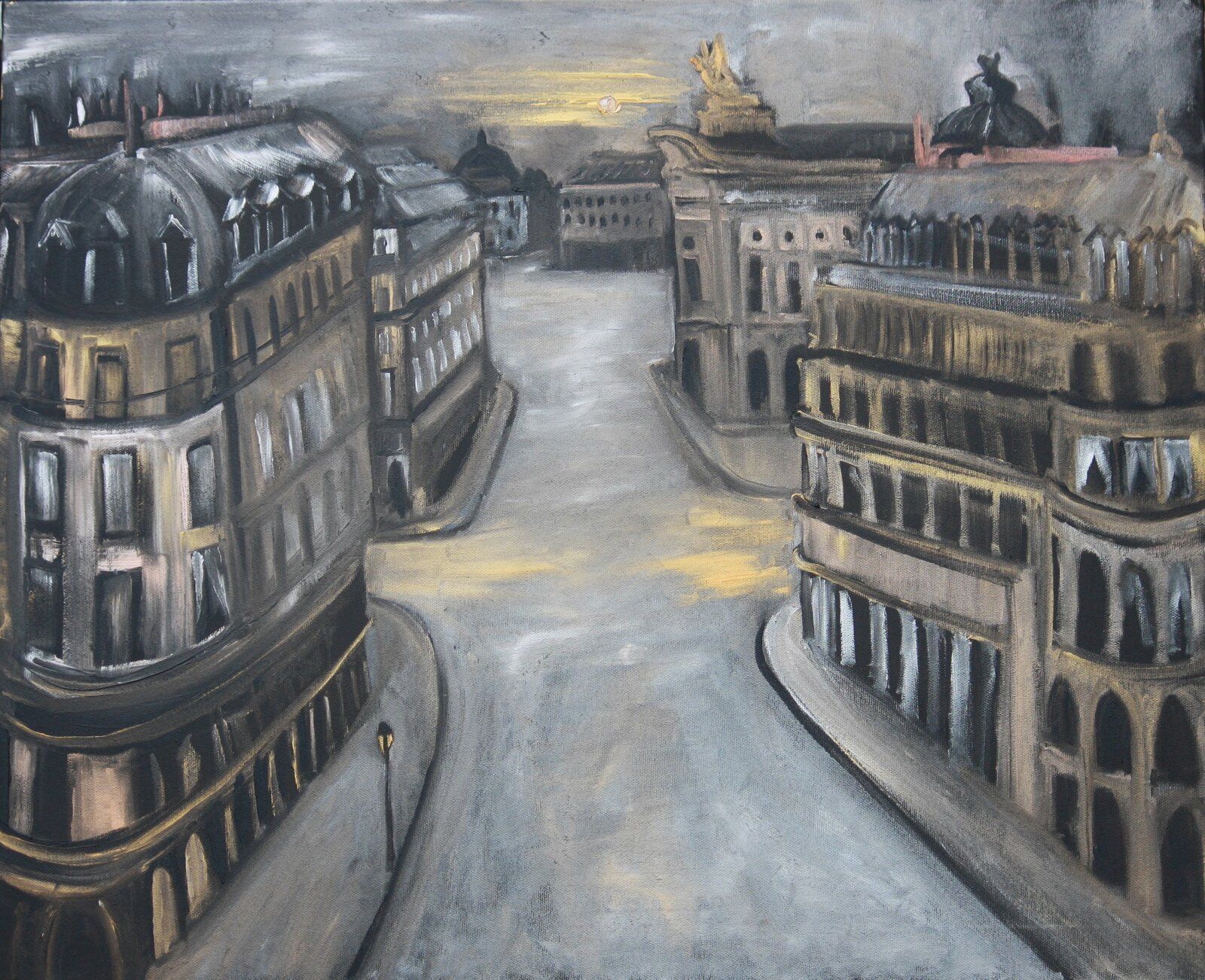 L'Opéra de Paris durant le Confinement 50 Cm X 60 Cm Oil On Canvas 2020