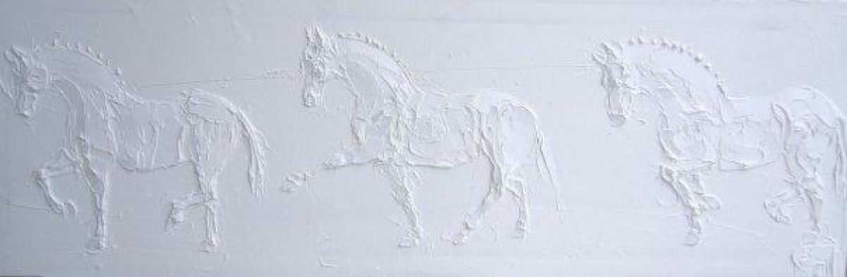 Le Trot Peinture A L Huile Sculptee Sur Toile 30 Cm X 90 Cm 2012