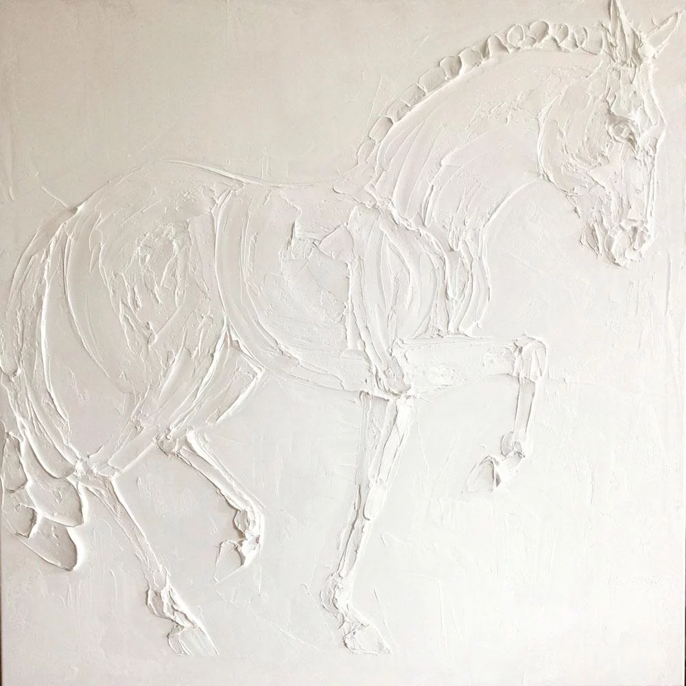 Piaffe 90 Cm X 90 Cm Sculpted Titanium White Oil Paint On Canvas 2017