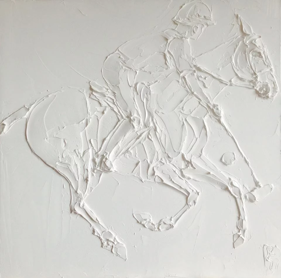 Polo 60 Cm X 60 Cm Huile Sculptee Sur Toile 2017