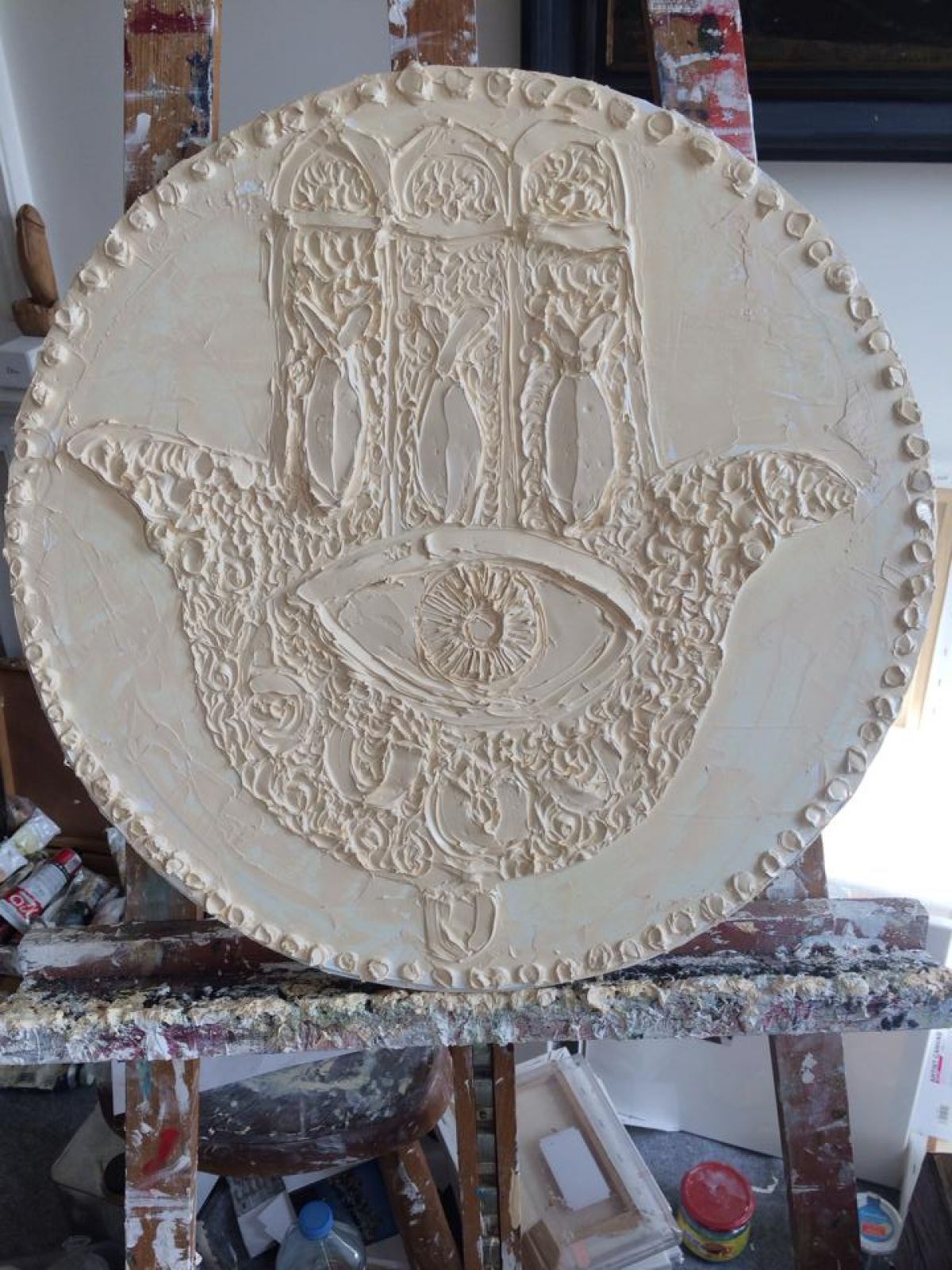 Protected 50 Cm En Diametre Sculpted Oil Paint On Canvas 2016