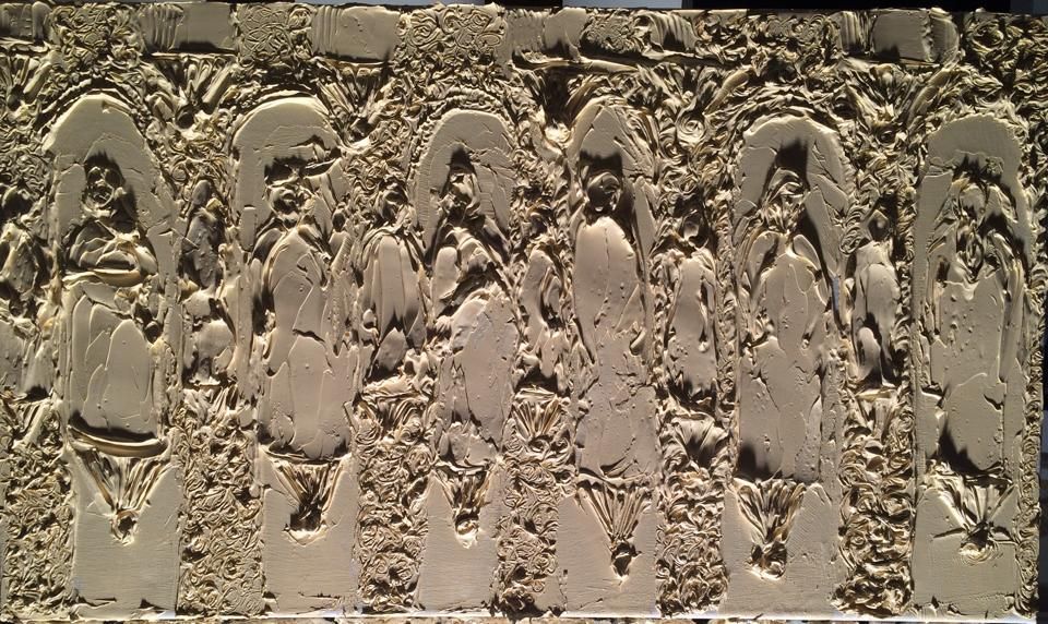 Saints 35 Cm X 60 Cm Sculpted Oil Paint On Canvas 2016