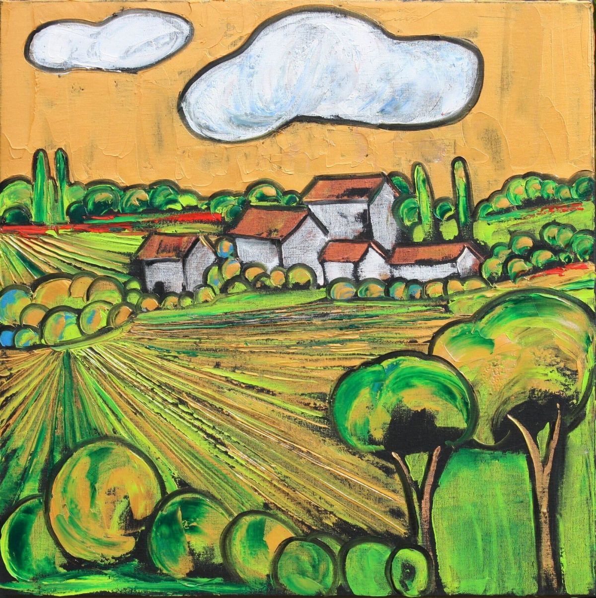 Summer Walks Normandy Farm 60 Cm X 60 Cm Oil On Linen 2020