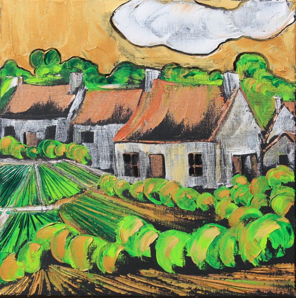 Summer Walks Wheat Fields In Normandy Village 40 Cm X 40 Cm Oil On Linen 2020