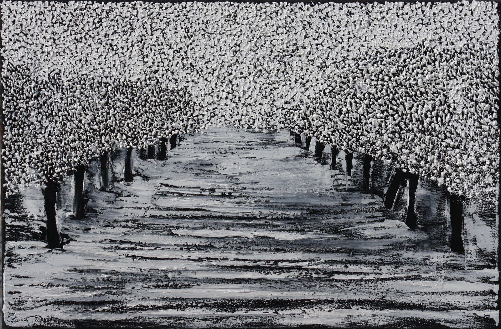 The Snow Orchard 40 Cm X 60 Cm Sculpted Oil Paint On Canvas 2019