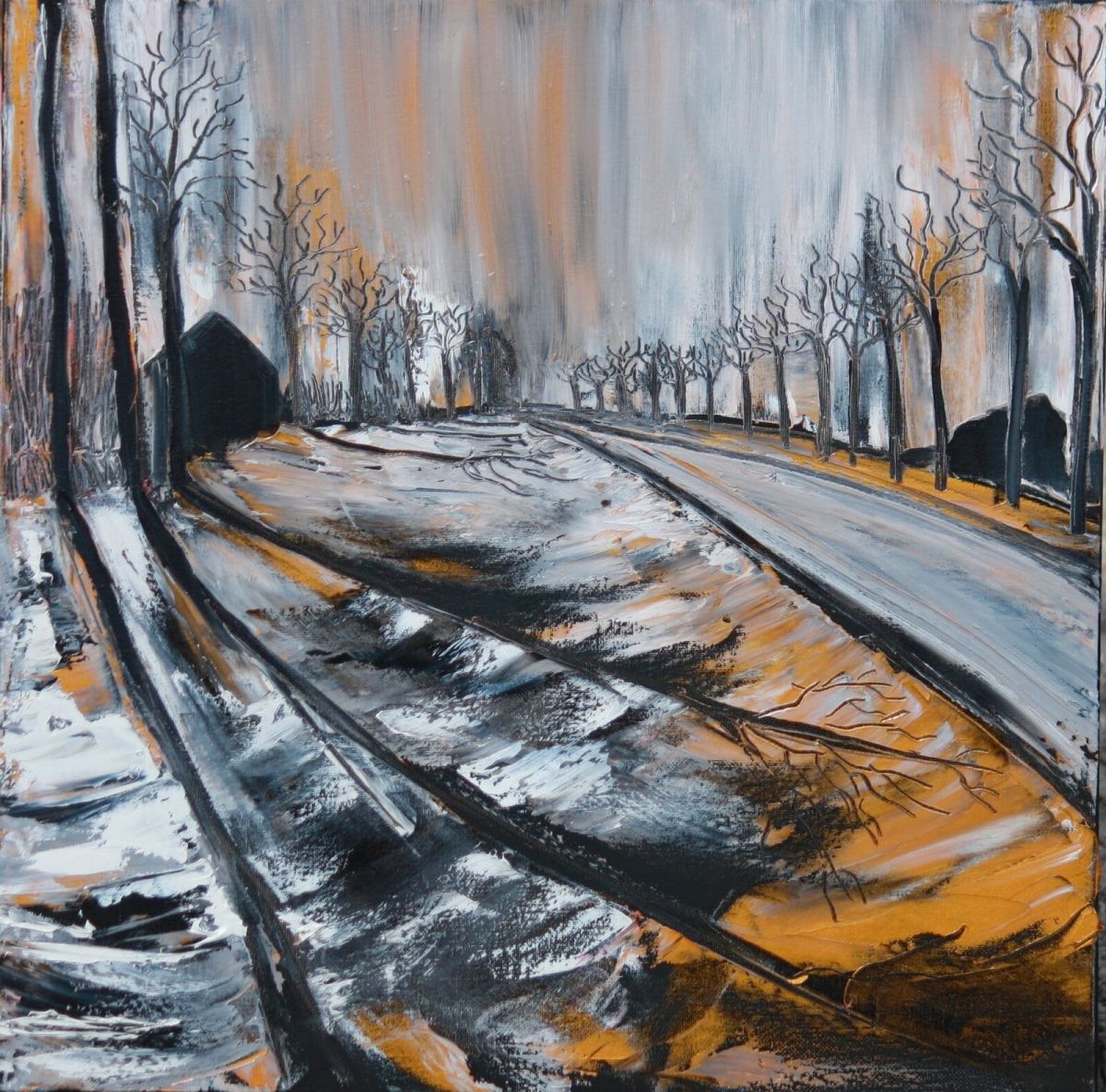 Winter Walks Normandy Sunrise 50 Cm X 50 Cm Oil On Canvas 2020