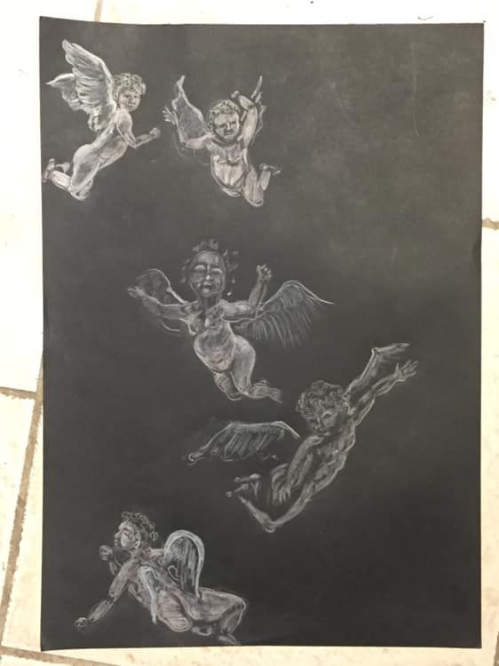 Etude Anges Format A 3 Polychrome On Paper 2019