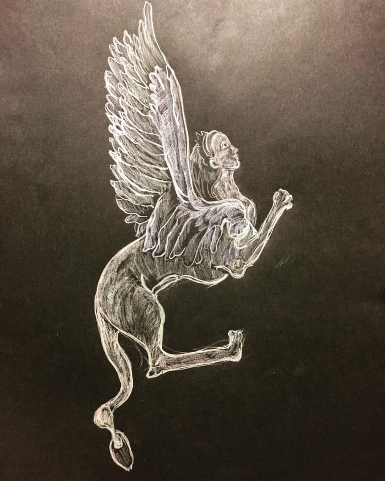 Metamorphose Femme Lion Papillon A 3 Polychrome On Paper 2019