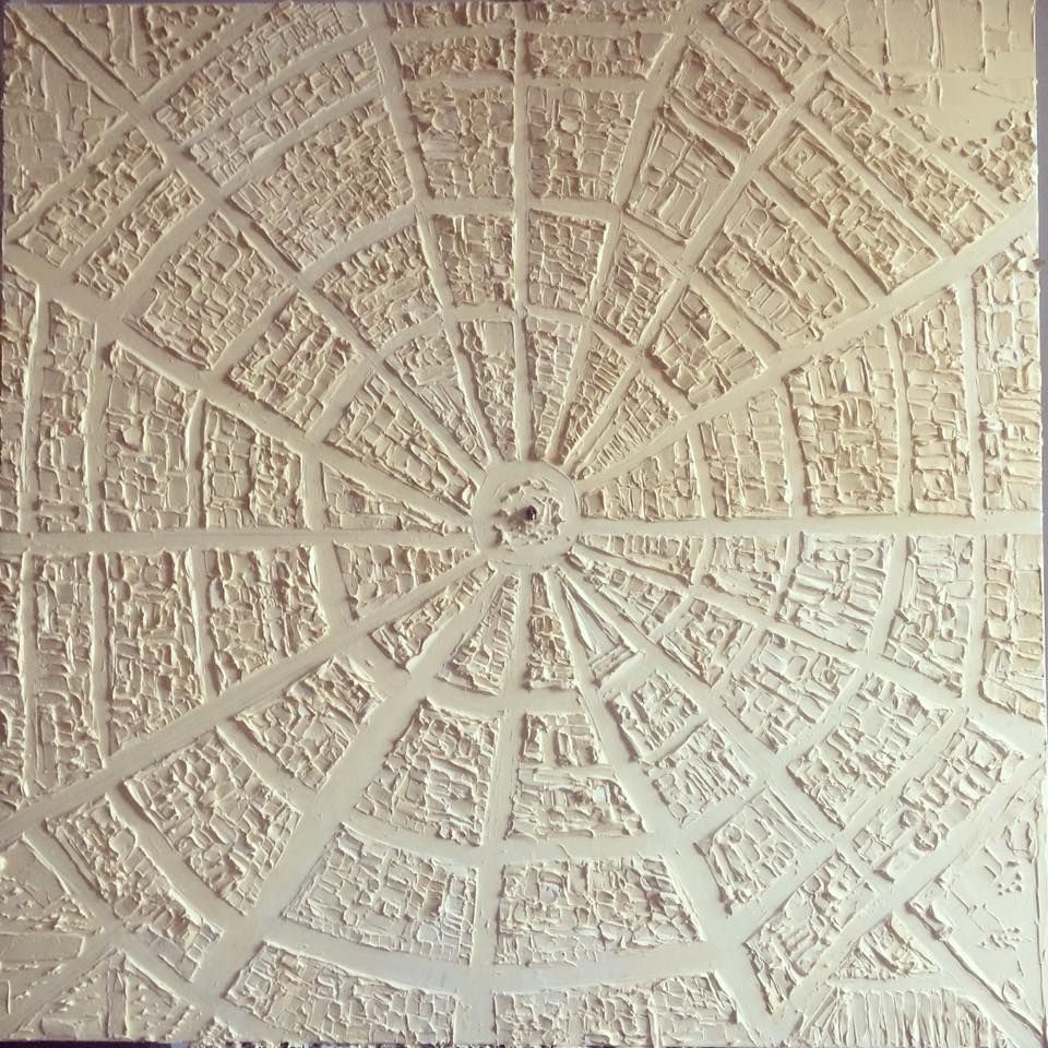 Mexico City 100 Cm X 100 Cm Sculpted Oil Paint On Canvas With Metal Skull 2017