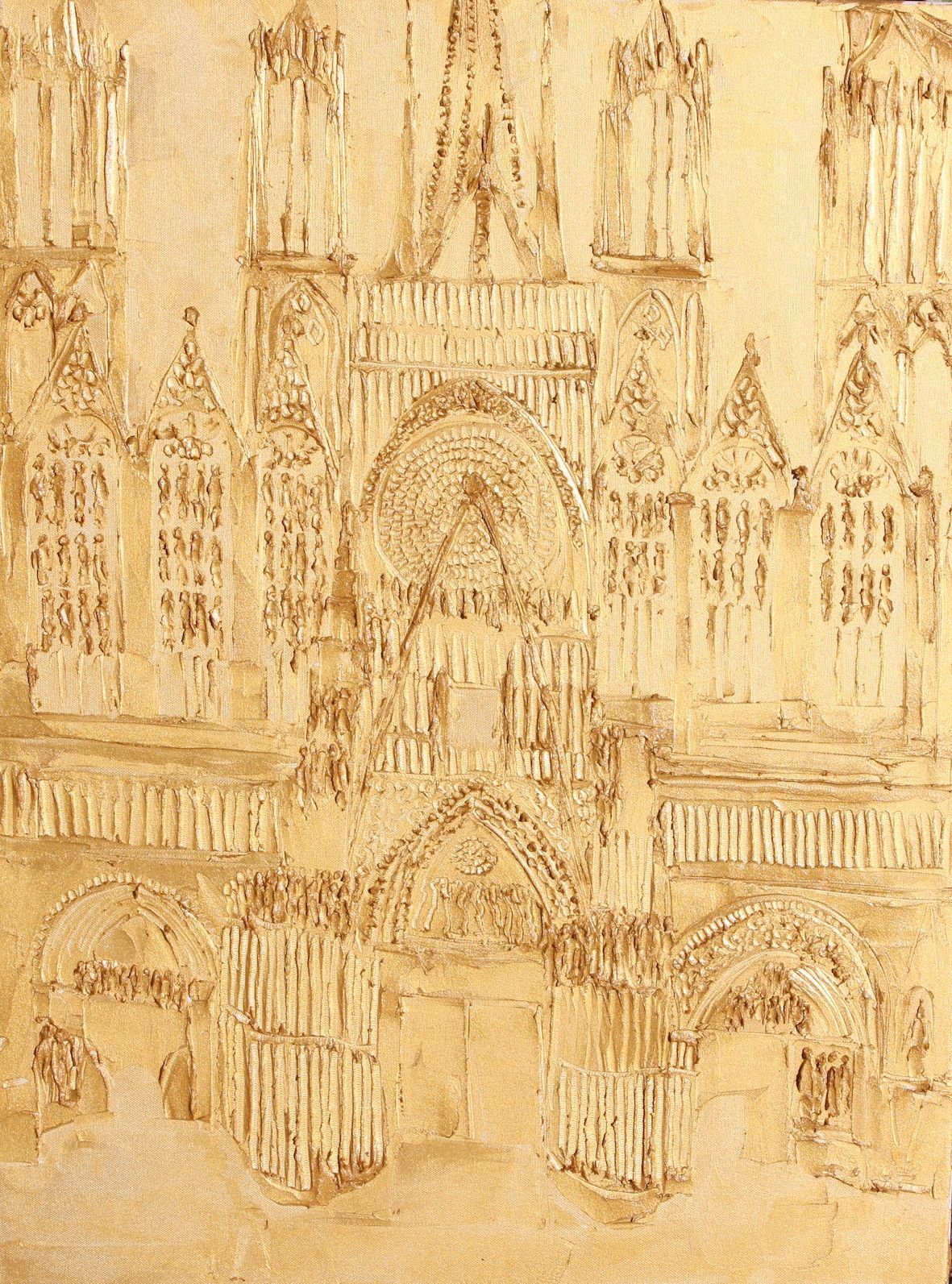 Cathedrale De Rouen 60 Cm X 80 Cm Sculpted Gold Oil Paint On Canvas 2018