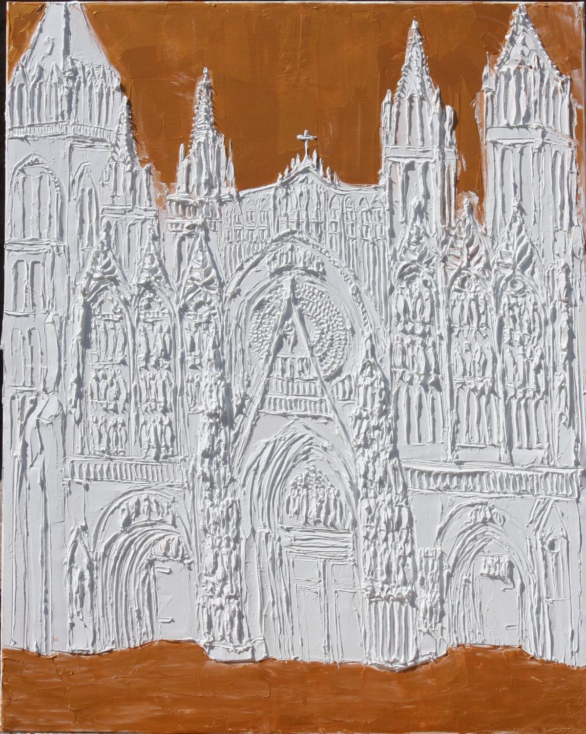 Cathédrale de Rouen Sculpted Oil Paint On Canvas 92 Cm X 73 Cm 2019