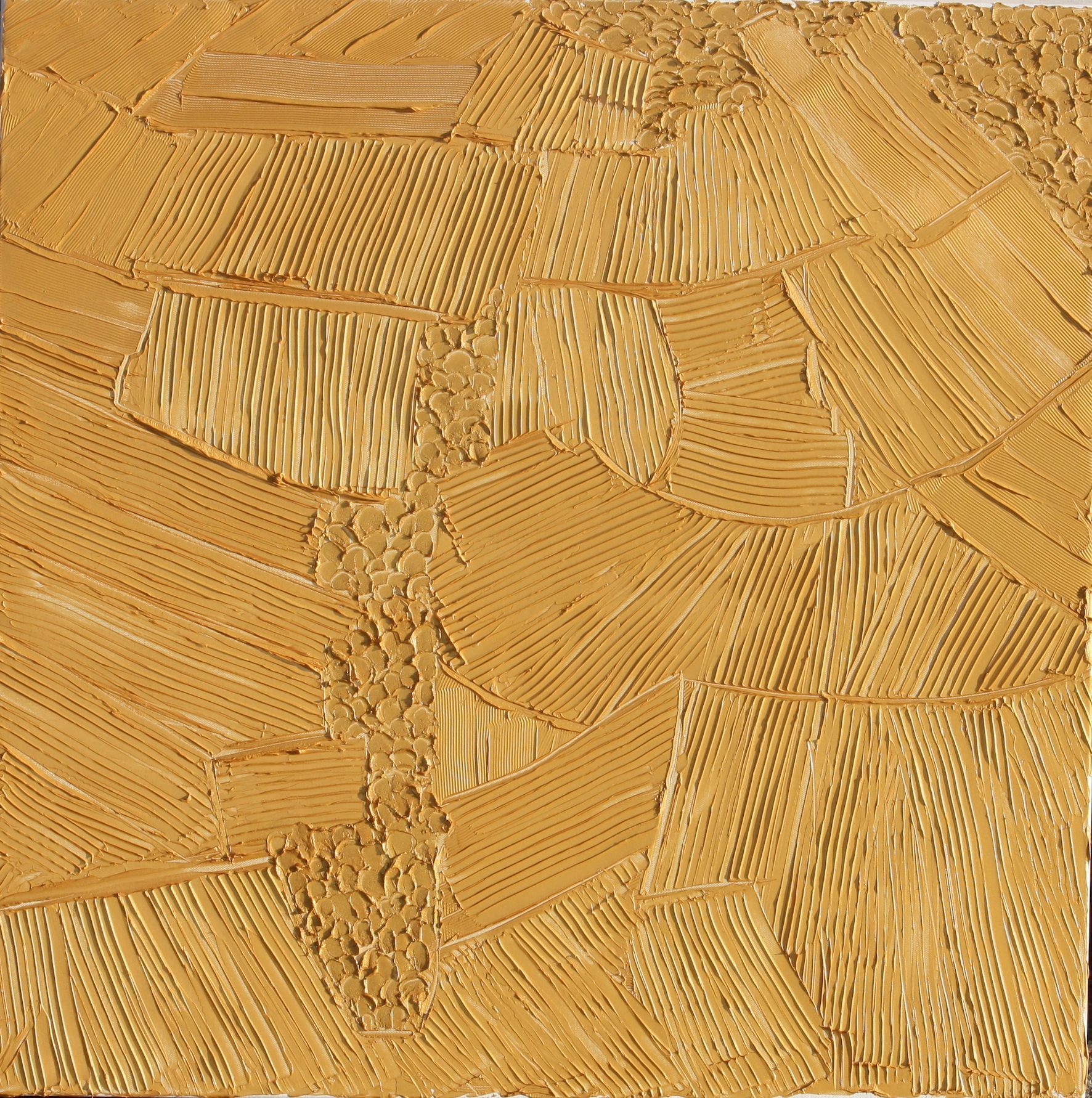 Champagne Fields 60 Cm X 60 Cm Sculpted Gold Oil Paint On Canvas 2018