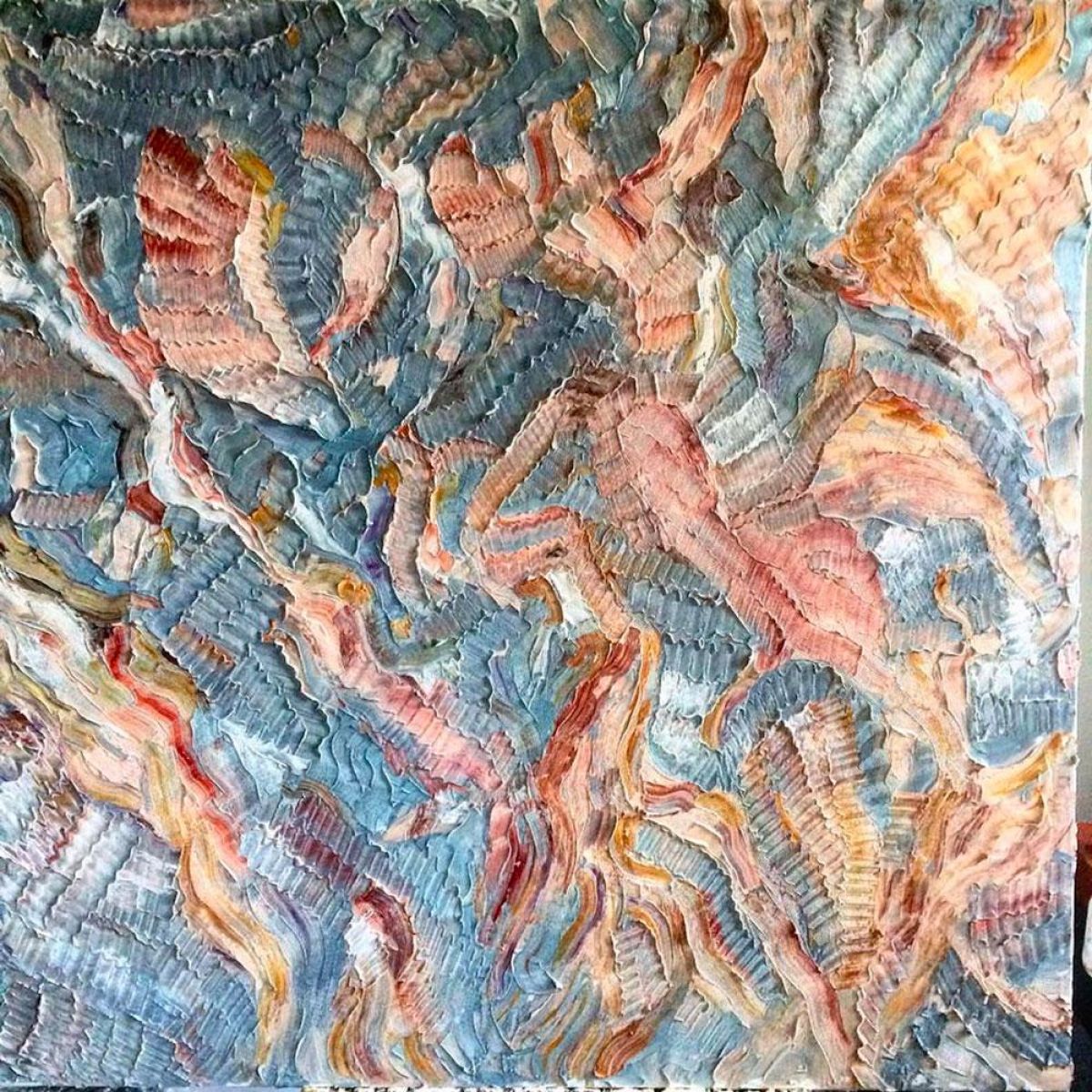 Citizens Of The World 140 Cm X 140 Cm Sculpted Oil Paint On Canvas 2018