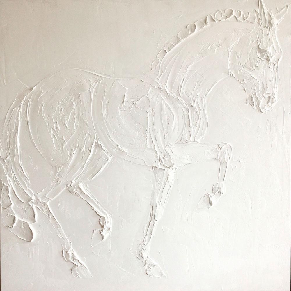 Piaffe 90 Cm X 90 Cm Sculpted Titanium White Oil Paint On Canvas 2017