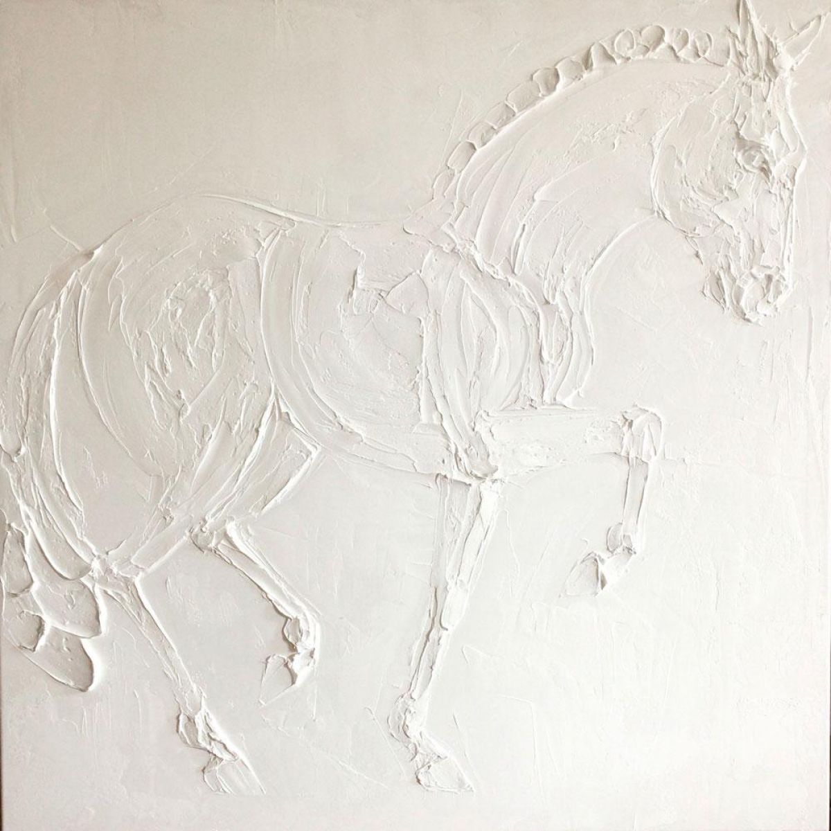 Piaffe 90 Cm X 90 Cm Sculpted Titanium White Oil Paint On Canvas 2017