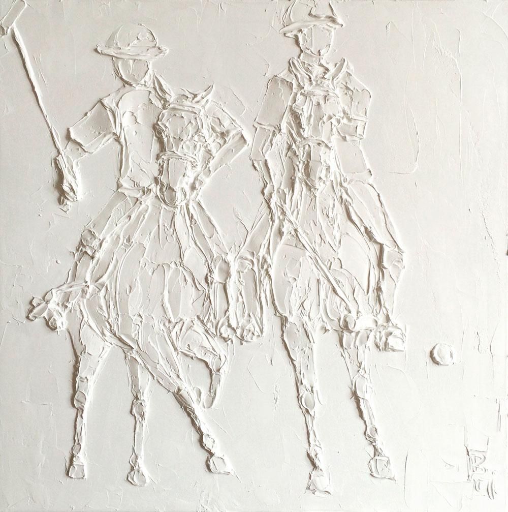 Polo 60 Cm X 60 Cm Sculpted Titanium White Oil Paint On Canvas 2017
