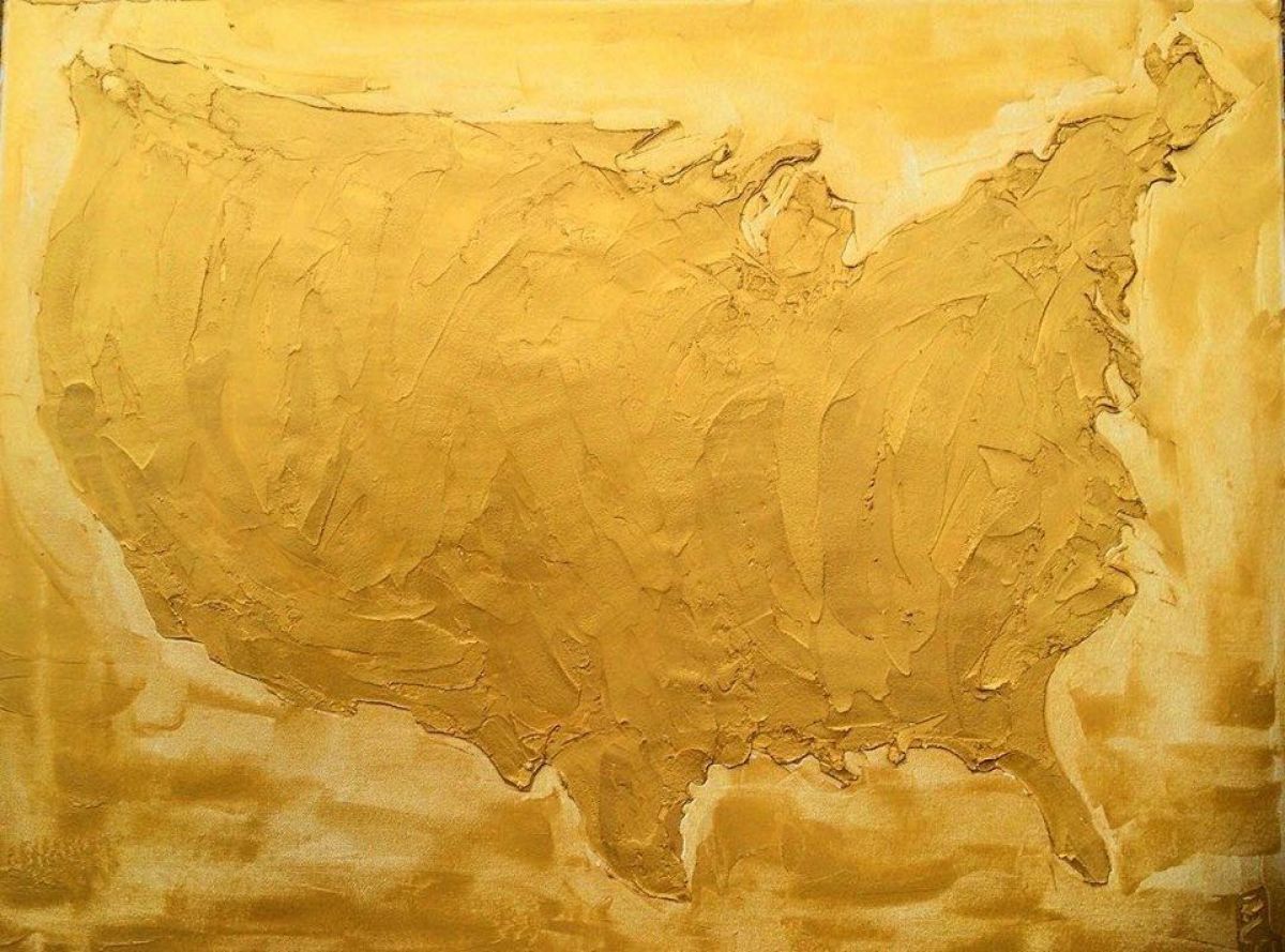 USA DADA 60 Cm X 80 Cm Sculpted Gold Oil Paint On Canvas 2018