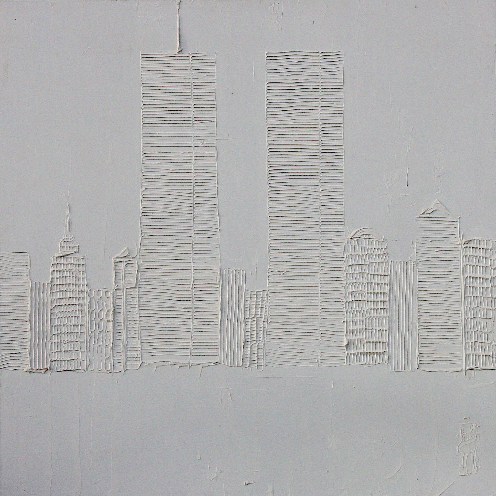 World Trade Center 1 M X 1 M Sculpted Titanium White Oil Paint On Canvas 2010