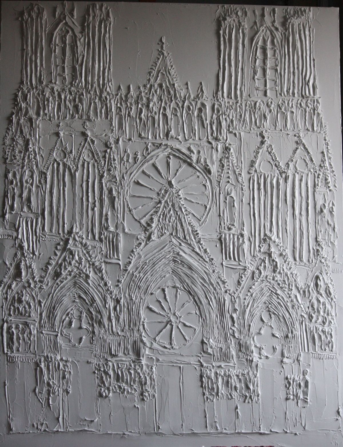 Cathédrale de Reims 89 Cm X 116 Cm Sculpted Titanium White Oil Paint On Canvas 2019